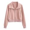 Nueva chaqueta de principios de otoño europea y americana, cremallera de doble cursor, suéter con solapa, abrigo corto adelgazante versátil