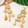 Transfronterizo Fresco Verano Playa Serie Océano Estrella de Mar Vieira Caracola Cobre Pendientes de Moda Alta Gama Lujo Ligero