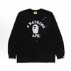Suministro transfronterizo, venta al por mayor de comercio exterior, camiseta de manga larga de marca de moda BAPE con cabeza de mono, top pesado de tiburón, camiseta interior