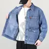 Jaqueta americana resistente para homens, nova jaqueta jeans primavera/verão, roupas masculinas, caimento solto, estilosa, top casual para trabalho