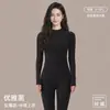 Nuevo conjunto de ropa interior térmica A-class de algodón puro para mujer, cuello medio fino, antibacteriano, cepillado, corte ajustado