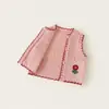 Suéter feminino 2026 outono novo estilo colete fofo para meninas pequenas, suéter de tricô estiloso para meninas