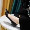 3739-8 Zapatos de Tacón Alto Retro Europeos y Americanos, Zapatos de Salón de Aguja para Mujer, Patrón de Serpiente Charol Boca Baja Punta Metálica Zapato de Tacón Alto