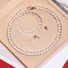 Colar de Pérolas Naturais de Concha do Mar Profundo Conjunto de Joias Feminino de Três Peças Corrente da Clavícula Joia Presente de Dia das Mães