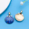 12 Estilos de Goteo de Aceite Azul Océano Sirena Estrella de Mar Caracola Colgante de Aleación de Zinc Pulsera DIY Collar Accesorios de Joyería