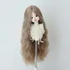 Peluca para Muñeca BJD Color Multicolor Opcional Flequillo Largo Ola de Agua Cabello Largo Rizado de 3/4/6 Puntos Seda de Alta Temperatura Cabello en Blanco