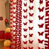 Cortina de suspensão longa de tira de casamento com palavras felizes para sala de casamento, conjunto de layout de quarto de noiva, parede de fundo, decoração de cortina de sala de estar, arte com leite