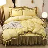 Origem Nantong jardim secreto explosões renda preta conjunto de quatro peças estilo princesa saia de cama 1.5/1.8m cama uma geração de cabelo