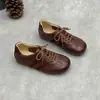 Colección Otoño 2026: Zapatos Casuales Hechos a Mano, Tratados con Color, con Cordones, Planos, Piel de Vaca Suave, Zapatos Casuales para Mujer Estilo Alemán