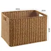 Grande cesta de armazenamento com trama semelhante ao rattan, no estilo INS da moda, perfeita para organizar armários e guarda-roupas, e para armazenamento simples na sala de estar