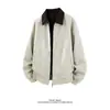 Chaqueta de cuero para hombre estilo granero americano con teñido anudado y cuello alto, chaqueta retro PU mate nueva 2026, top de otoño