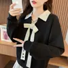 Sudadera Polo de Cuello Solapa de Nicho para Mujer Primavera y Otoño 2025 Nueva Holgada Delgada Top Chaqueta con Lazo
