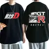 Camiseta unissex dupla face de anime transfronteiriço DriftAE86InitialD, gola redonda, manga curta, verão, R34Sk