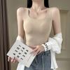 Sujetador de verano de seda de hielo fina sin costuras con espalda de belleza en forma de U con almohadilla, color sólido simple, cuello redondo, chaleco para mujer