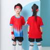 Conjunto de camisa de futebol infantil, camisa esportiva de futebol estampada para meninos, roupas de equipe de treinamento de competição de alunos do ensino fundamental, manga curta, verão