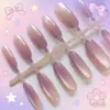 2026 Salão de Unhas Cat-Eye da Moda Novo Estilo Cat-Eye Roxo Berinjela Gradiente Manchas Unhas Postiças 30 Peças