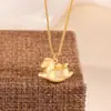 Collar con Colgante de Caballo Pequeño Tang de Plata de Ley S925 para Mujer, Hazte Rico Inmediatamente, Cadena Dorada para Suéter de Pony, Buena Suerte, Bestia Antigua