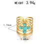 Anéis Europeus e Americanos Novos de Aço Inoxidável Europeus e Americanos Galvanoplastia a Vácuo Ouro 18K Turquesa Corte Assimétrico Abertos Pulseiras