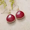 Pendientes de Jade Rojo de Venta Caliente Transfronterizos Ganchos Dorados en Forma de Gota de Agua Retro Joyería Versátil de Gama Alta para Mujer Venta al por Mayor de Fábrica