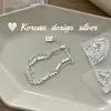 Tienda de Celebridades de Internet Dongdaemun Coreana Joyería de Plata Plata de Ley S925 Pulsera de Doble Capa Ovalada Irregular Empalmada con Personalidad