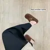 Mocasines de cuero con patrón de uvas, suela gruesa de 4 cm, versátiles, forrados de felpa, para mujer