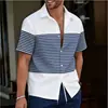 Amazon AliExpress Comércio Exterior Tamanho Plus 3D Estampado Manga Curta Gola Lapela Cardigan Top Masculino