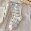 Calcetines Rosados de Lana Australiana para Mujer, Calcetines Lindos de Dibujos Animados de Conejo de Media Pantorrilla, Calcetines Gruesos y Cálidos para Invierno, Calcetines Dulces para Dormir para Mujer