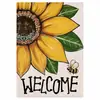 Bandera de Jardín de Doble Cara con Estampado de Flores Verdes, Hojas, Mariposas y Libélulas, Temporada de Primavera, Decoración de Jardín
