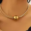 Conjunto de Colar e Pulseira Empilhados com Corrente Punk Exagerada Transfronteiriça Geométrico Simples de Nicho Bola Colar Personalizado