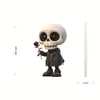 Casal de Esqueletos de Desenho Animado Transfronteiriço Flor de Rosa Acrílico Chaveiro de Mochila de Carro Pingente Presente de Halloween
