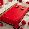 Mantel para Mesa de Café de Boda Rojo Festivo Decoración de Habitación de Boda Nuevo Estilo Chino Sala de Estar Impermeable y Resistente al Calor Doble Felicidad Mantel para Mesa de Café