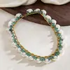 Collar de Cuentas de Arroz Europeas y Americanas Transfronterizo con Encaje Perlado Estilo de Lujo Ligero Nicho Temperamento Cadena para Clavícula Estilo Vacacional Collar Venta al por Mayor