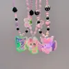Acessórios Infantis Meninas Desenho Animado Princesa Conjunto de Colar e Pulseira com Contas Colar com Pingente de Menina Acessórios de Joias para Bebê