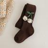 Medias para Niña para Primavera y Otoño, Leggings para Niña para Ropa Exterior, Calcetines de una Pieza con Lindo Estampado de Cerezas, Leggings para Bebé de Grosor Medio
