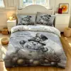 Conjunto de Roupa de Cama Personalizado de Natal com Três Peças, Fronhas Escovadas, Conjunto de Estampa Digital Transfronteiriça do Papai Noel