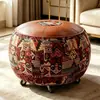Puf de almacenamiento de cuero estilo bohemio taburete celebridad de internet ropa vieja taburete suave grueso relleno sala de estar dormitorio almacenamiento