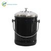 Cubo de basura de cocina doméstico de 5L con tapa, cubo de compostaje de cocina de acero inoxidable metálico con filtro de algodón desodorante