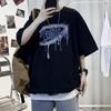 Nueva Colección T Camiseta Holgada Estilo Trendy de Hong Kong Talla Grande para Hombre Trendy Estampada Algodón Manga Corta Pareja Media Manga