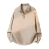 Mu Qiu Ropa de Hombre 2026 Otoño/Invierno Manga Larga Cuello Solapa POLO Tejido de Punto Hombre Retro Ajuste Relajado Top Capa Base