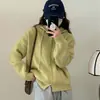 Estilo Perezoso Sencillo Versátil Estilo Coreano Cárdigan de Punto con Capucha Otoño Nuevo Abrigo Suéter Top Adelgazante de Color Sólido para Mujer