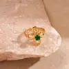 Anillo Abierto Ovalado en Espiral de Acero Inoxidable con Circonita Metálica Europeo y Americano Joyería de Mano Sencilla Elegante Nicho de Gama Alta