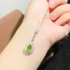 Collar Colgante Forma de Pera Gotas de Agua de Olivino Natural Tono Vibrante Base de Transmisión en Vivo Detección Colgante de Olivino Natural Caibao