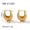 Aretes de Moda Ins Europeos y Americanos Nuevos de Acero Inoxidable Huecos en Forma de U Pequeños Gorditos Patrón Martillado Tridimensional Acero Titanio Aretes Elegantes para Mujer