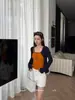 Thirteen LinesKapokPrimavera Temprana Versátil Ajuste Delgado Bloque de Color Cardigan de Punto + Conjunto de Camisola 26905