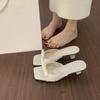 Sandalias de Satén con Lazo Estilo Hada, Punta Abierta y Cuadrada para Mujer, Ideales con Faldas y Ropa de Verano, Tacón Alto Impresionante de 5 cm