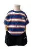 Camiseta de Manga Corta a Rayas para Niños Estilo Verano Unisex Ropa para Niños Pequeños Bebé Niños Top de Media Manga Tendencia Delgado Verano Bloqueo de Color