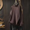 Suéter Rojo Vintage Artístico de Cuello Alto para Mujer, Corte Holgado Oversize, Jersey Básico de Punto Casual para Otoño e Invierno 2025