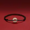 Pulsera de Hilo Rojo con Hebilla de Paz de Imitación Jade Hetian para Mujer, Nueva Pulsera Tejida con Cuentas de Buena Suerte, Tobillera de la Suerte del Año Zodiacal