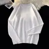 Suéter de malha gola redonda liso, estilo japonês retrô para outono e inverno, caimento justo, suéter de tricô versátil, manga longa para homens e mulheres, caimento solto para casais