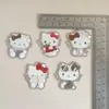 Nuevo Set de Dos Piezas Gato Kt Plateado Pasador para el Cabello Headdress Accesorios para Funda de Teléfono Móvil Parche Acrílico Decoración con Pegamento de Crema